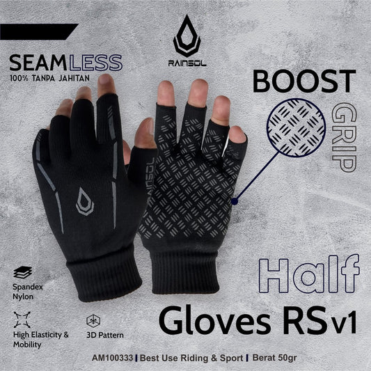 Half Gloves RS v1 | Sarung Tangan Sepeda Motor Anti Slip | Half Finger