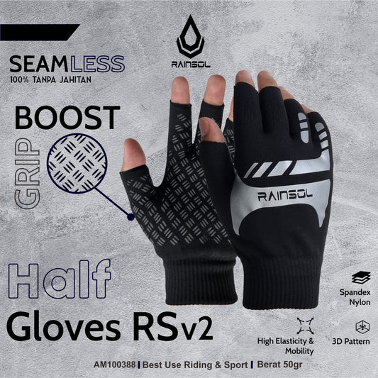 Half Gloves RS v2 | Sarung Tangan Sepeda Motor Anti Slip | Half Finger